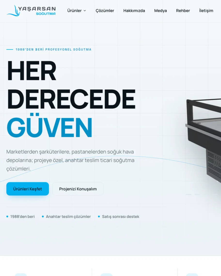 Yaşarsan Soğutma kurumsal web sitesi