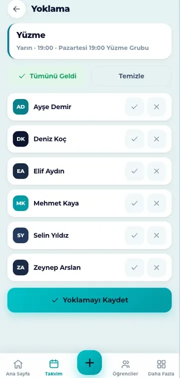 SS Sport antrenör uygulaması mobil görünümü