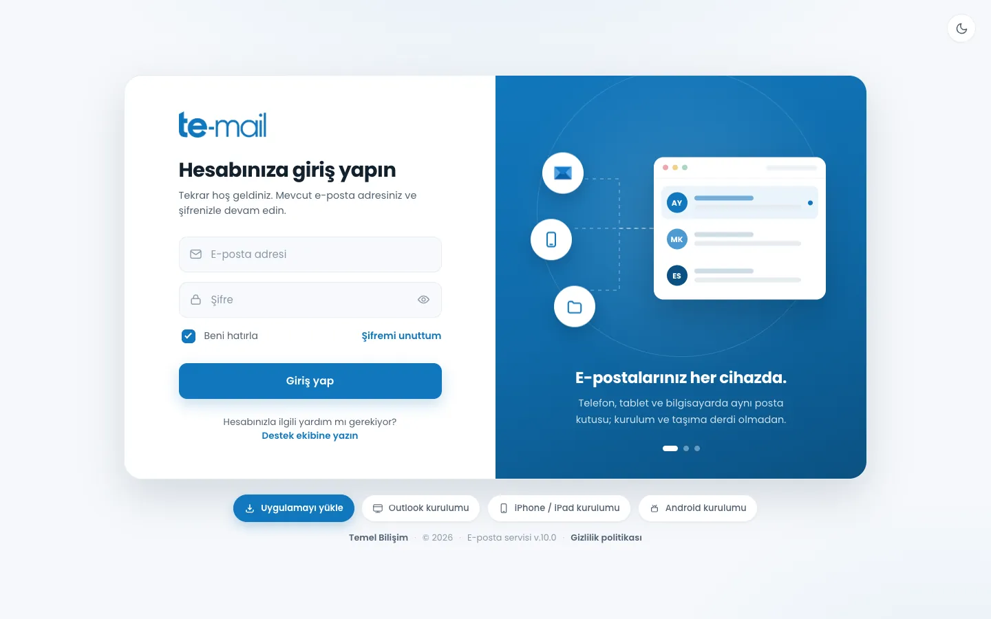 te-mail ekranları