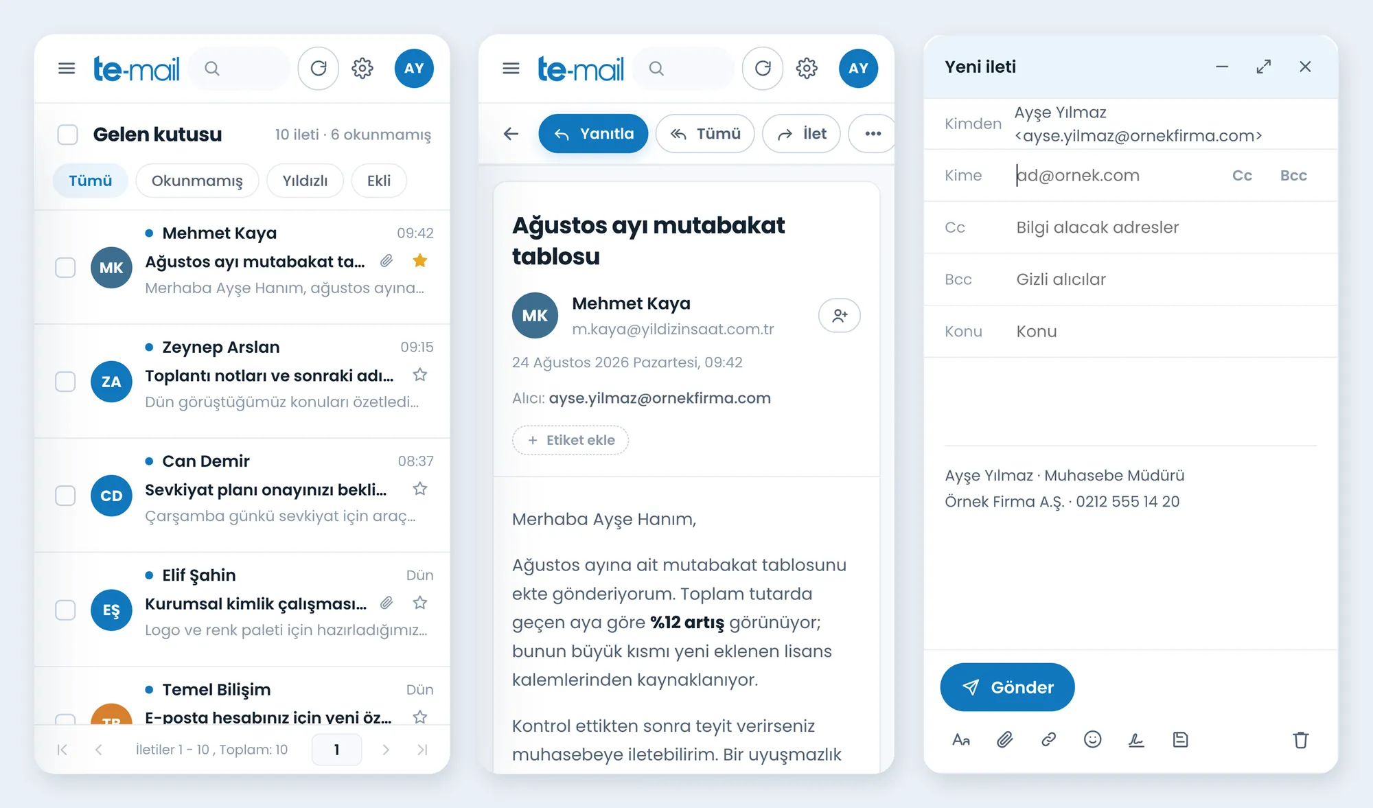te-mail ekran görüntüsü