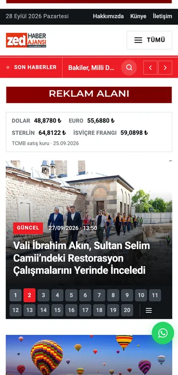 te-haber mobil görünümü